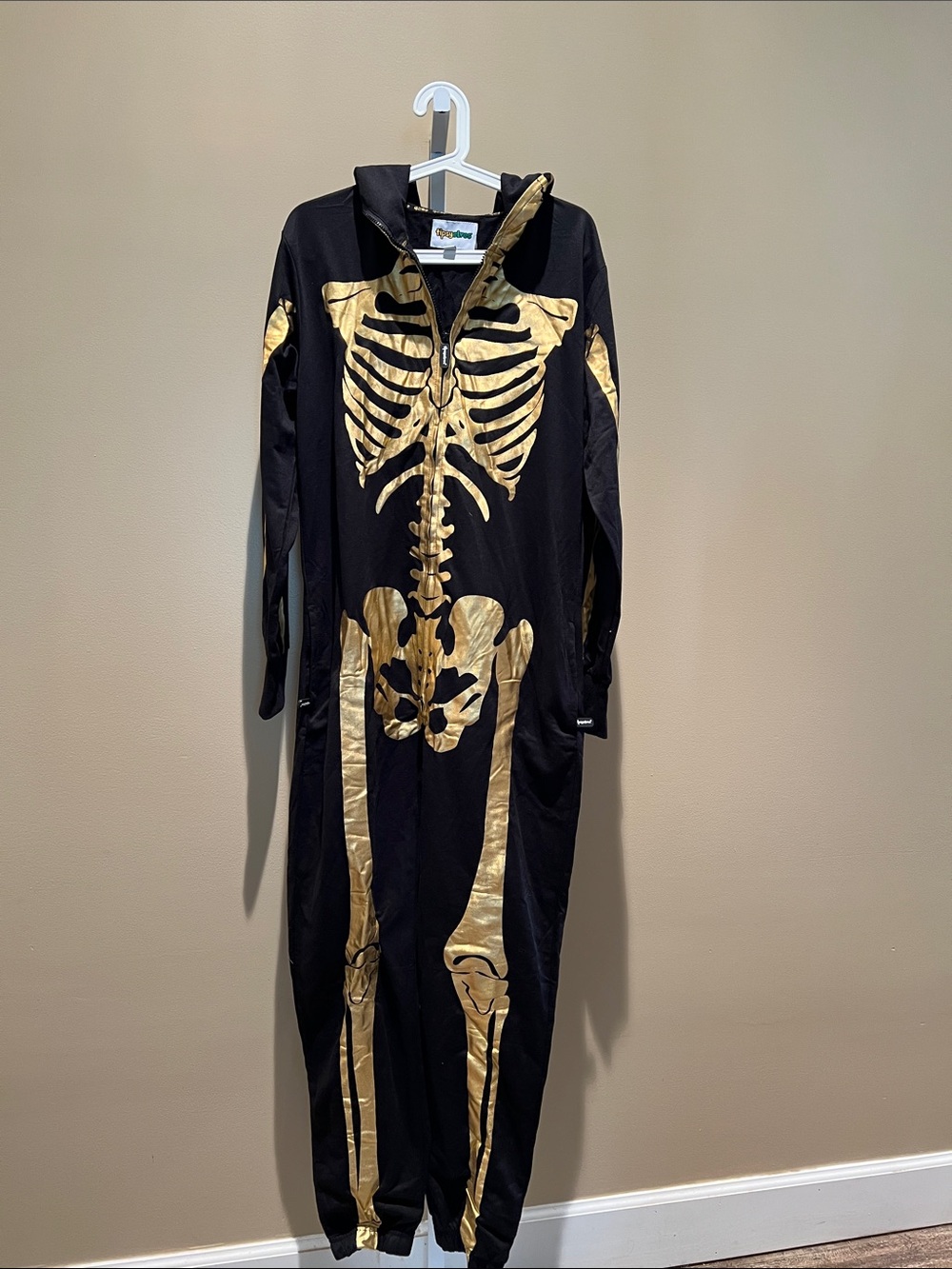 Tipsy Elves Unisex Black and Gold Skeleton Adult Costume Jumpsuit